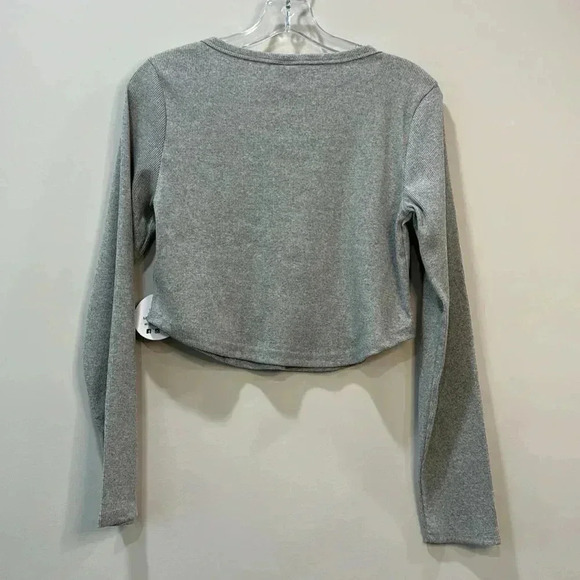 Fct Basics Juniors Long Sleeve Cropped Ribbed Henley Crewneck Size L NWT - Picture 6 of 9